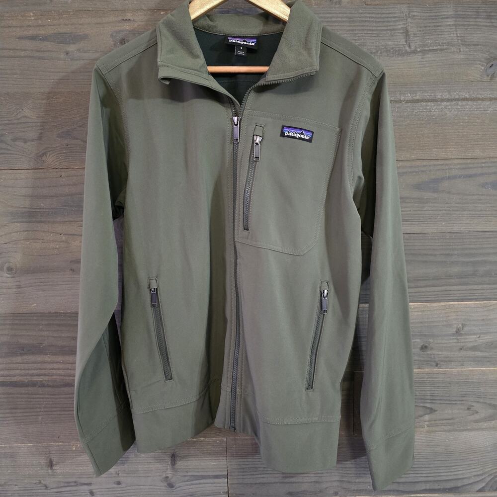 Patagonia Sidesend Jacket Men's Small Green Soft Shell Full Zip Outdoor 27375